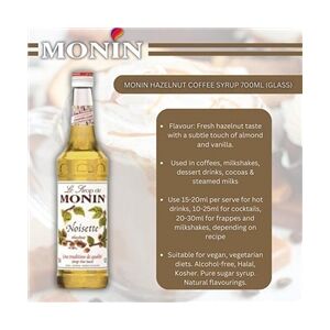 Monin Hazelnut Coffee Syrup 700ml (Glass) - PACK (6)