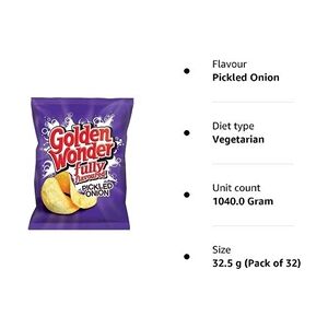 Golden Wonder Crisps Pickled Onion Pack 32's