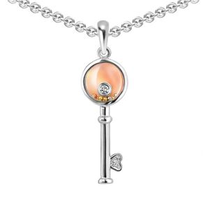 Chekotin Jewellery White Gold, Diamonds & Mother Of Pearl Key Pendant   Chekotin Jewellery female ()