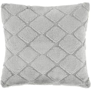 Catherine Lansfield Cosy Diamond Faux Fur 43cm x 43cm Filled Cushion Silver Grey