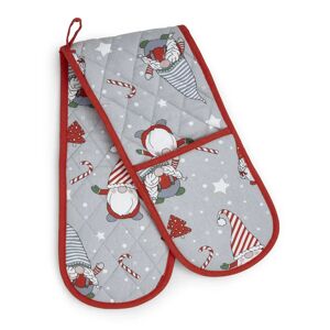 Catherine Lansfield Kitchen Christmas Gnomes Cotton 70cm x 80cm Oven Glove Red