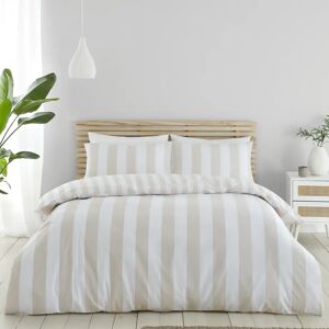 Catherine Lansfield Cove Stripe Duvet Cover Bedding Set Natural