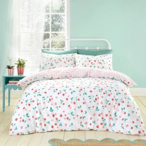 Catherine Lansfield Strawberry Garden Duvet Cover Bedding Set White Red