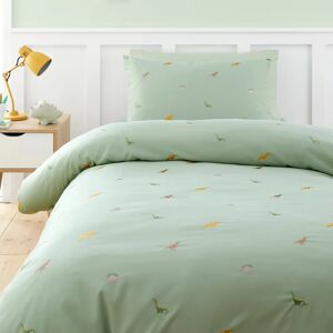 Catherine Lansfield Embroidered Dinosaur Duvet Cover Bedding Set Green