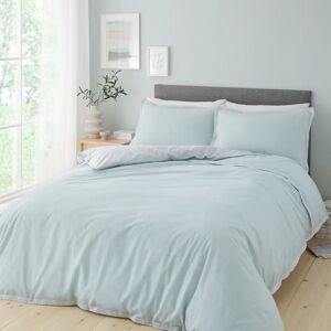 Catherine Lansfield Oslo Textured Trim Duvet Cover Bedding Set Duckegg Blue