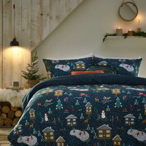 Terrys Fabrics Furn Winter Pines Pyjama Fleece Duvet Cover Bedding Set Navy