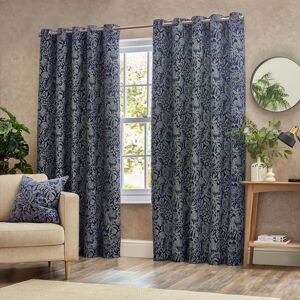 Terrys Fabrics Bali Botanical Jacquard Ready Made Eyelet Curtains Midnight