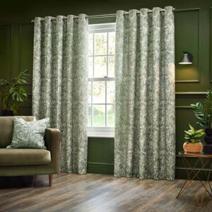 Terrys Fabrics Bengal Chenille Ready Made Eyelet Curtains Sage