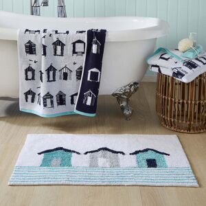 Terrys Fabrics Beach Huts Bath Mat Blue