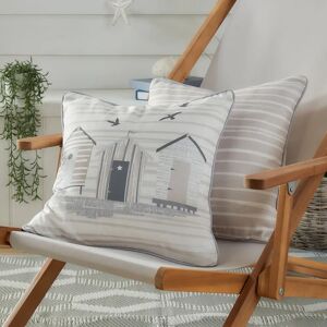 Terrys Fabrics Beach Huts 43cm x 43cm Outdoor Filled Cushion Natural