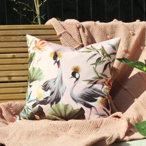 Terrys Fabrics Cranes Outdoor 43cm x 43cm Filled Cushion Blush Forest