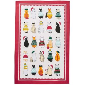 Ulster Weavers Christmas Cats in Waiting Tea Towel Red