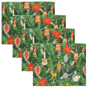 Terrys Fabrics Deck The Halls Digitally Printed Set of 4 Placemats Green