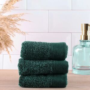 Terrys Fabrics Abode Eco Three Pack Face Cloths Deep Green