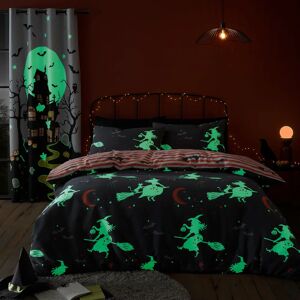 Terrys Fabrics Halloween Flying Witches Duvet Cover Bedding Set Charcoal