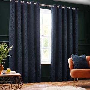 Terrys Fabrics Galaxy Chenille Ready Made Eyelet Curtains Navy