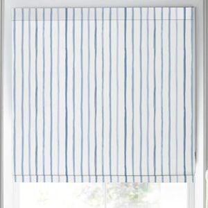 Laura Ashley Painterly Stripe Made To Measure Roman Blind Blue