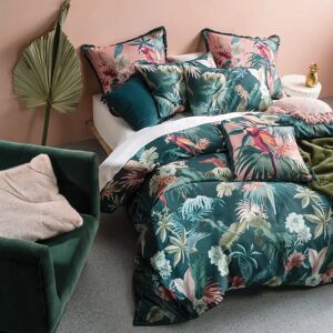 Terrys Fabrics Linen House Fernanda Tropical Duvet Cover Bedding Set Teal Leaf Green