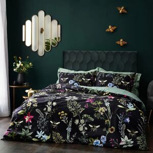 Terrys Fabrics Wylder Midnight Bee Floral Velvet Duvet Cover Bedding Set Black