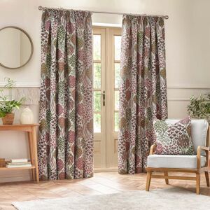 Terrys Fabrics Ophelia Floral Jacquard Ready Made Curtains Rednut