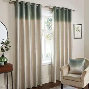 Terrys Fabrics Ombre Strata Ready Made Eyelet Curtains Green