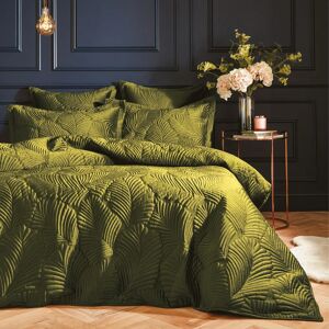 Terrys Fabrics Paoletti Palmeria Quilted Velvet Duvet Cover Bedding Set Moss