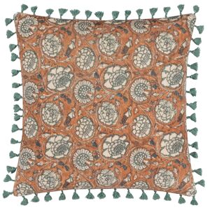 Terrys Fabrics Salisa Floral Cotton Velvet 50cm x 50cm Filled Cushion Rust