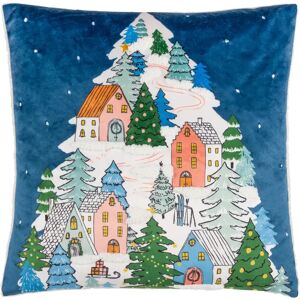 Terrys Fabrics Snowy Village Tree Boucle 45cm x 45cm Filled Cushion Multi