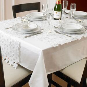 Terrys Fabrics Cut Out Poinsettia Table Linen White