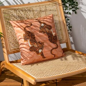Terrys Fabrics Tibetan Tiger Tribal Outdoor 43cm x 43cm Filled Cushion Coral