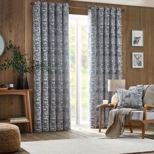 Terrys Fabrics Winter Woods Chenille Ready Made Eyelet Curtains Midnight