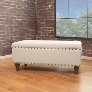 Terrys Fabrics Chelsea Storage Ottoman Bench Cream Brass