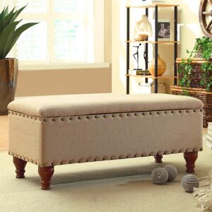 Terrys Fabrics Chelsea Storage Ottoman Bench Tan Brass