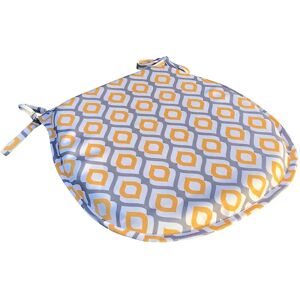 Terrys Fabrics Geometric Diamond Water Resistant Outdoor Rounded Seat Pad 42cm x 42cm Yellow