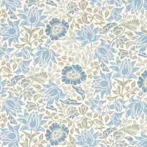 William Morris Mallow Fabric Denim Ivory