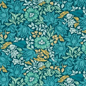 William Morris Mallow Fabric Teal