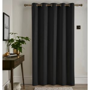 Terrys Fabrics Strata 66x84 Ready Made Eyelet Single Door Curtain Black