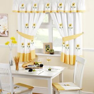 Terrys Fabrics Sunflowers Kitchen Curtains White/Yellow