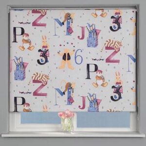 Terrys Fabrics Alphabet Blackout Roller Blind White