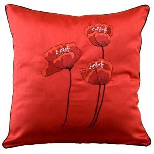 Terrys Fabrics Poppies Filled Cushion 18x18 Red