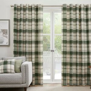 Terrys Fabrics Balmoral Check Ready Made Eyelet Curtains Bottle Green