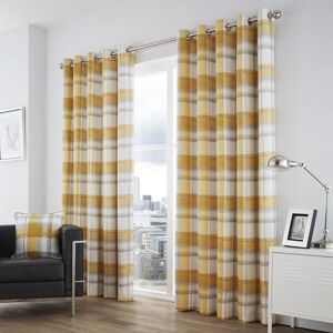 Terrys Fabrics Balmoral Check Ready Made Eyelet Lined Curtains Ochre