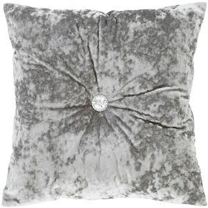 Catherine Lansfield Crushed Velvet Diamante Button Filled Cushion 45cm x 45cm Silver