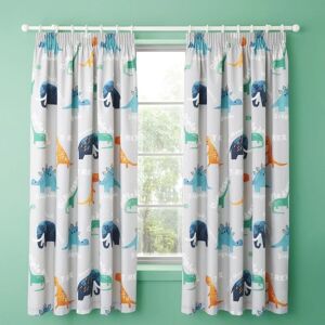 Terrys Fabrics D Is For Dino Ready Made Curtains Blue 66'' x 72''