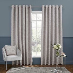 Catherine Lansfield Damask Metallic Ready Made Eyelet Curtains Grey