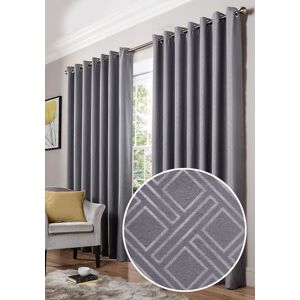 Terrys Fabrics Diamond Ready Made Blackout Eyelet Curtains Silver