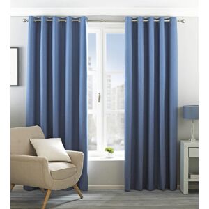 Terrys Fabrics Eclipse Blackout Ready Made Lined Eyelet Curtains Denim