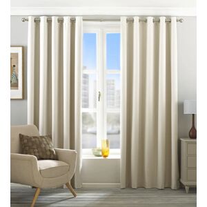 Terrys Fabrics Eclipse Blackout Ready Made Lined Eyelet Curtains Ivory