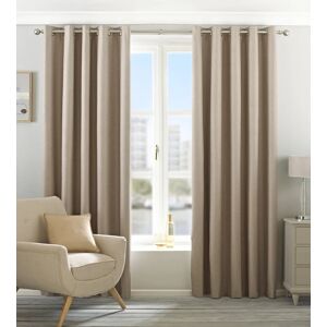 Terrys Fabrics Eclipse Blackout Ready Made Lined Eyelet Curtains Natural