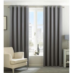 Terrys Fabrics Eclipse Blackout Ready Made Lined Eyelet Curtains Silver